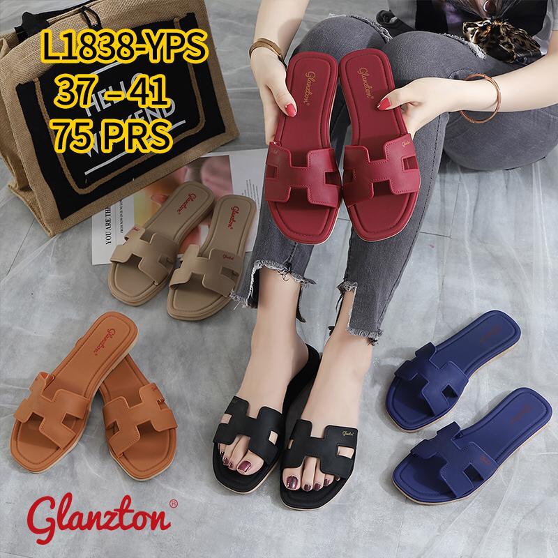 Sandal Herm flat teplek wanita jelly Karet !!! Glanzton L1838