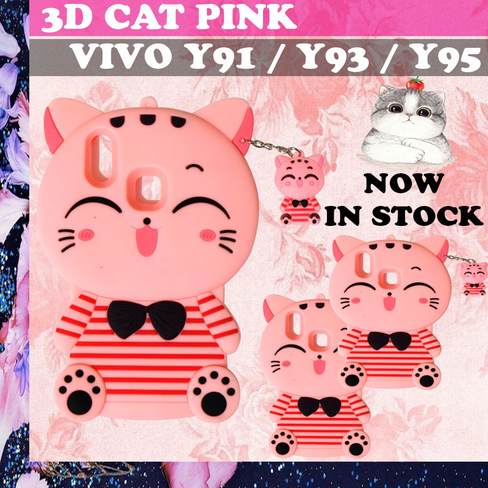 Softcase 4D Xiaomi Redmi Note 8 Pro Silikon 3D Pink Cat Lucky Cat / Silikon Case Soft Case-kucing pink