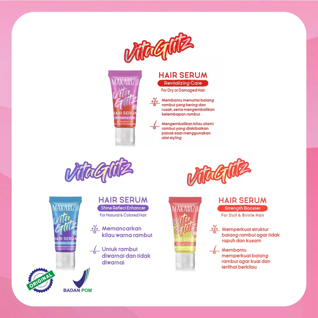 MAKARIZO Vitaglitz Hair Serum 8mL - Revitalizing Care | Strength Booster | Shine Reflect Enhancer