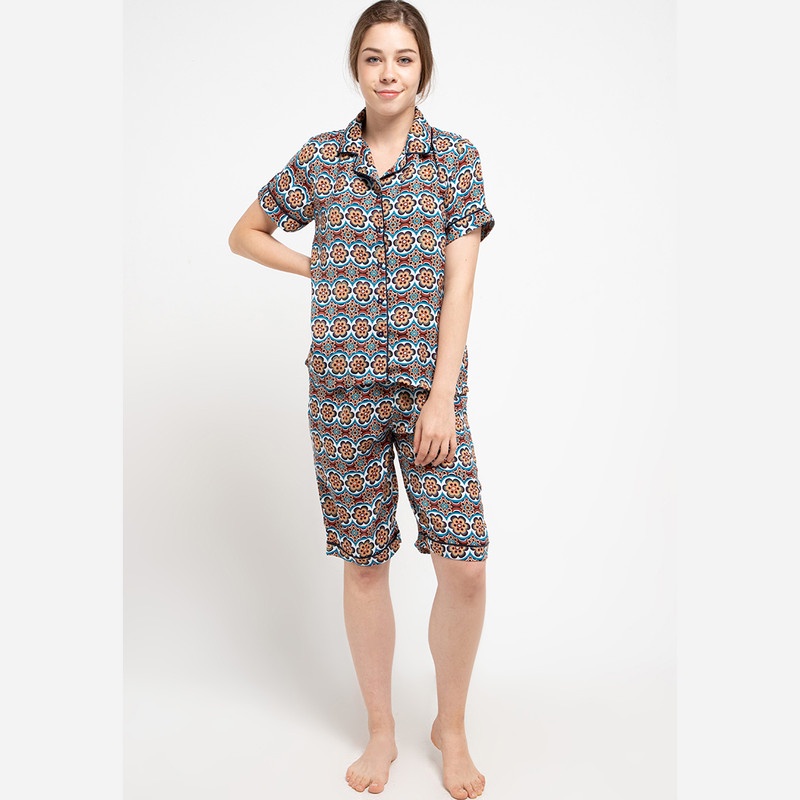 Anne Wintours Pyjama Short Sleeve Short Pants Satin Sleepwear Wanita