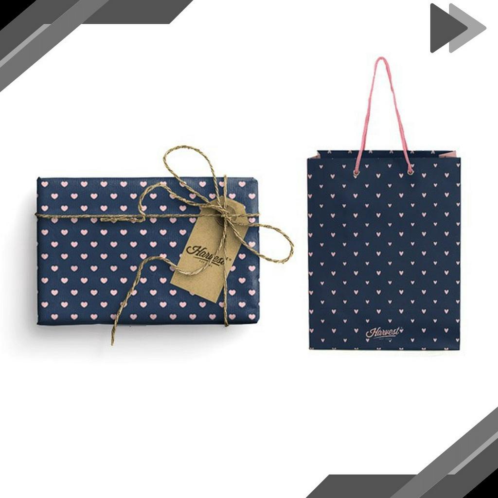 

TERBARU Paket Kertas Kado Paper Bag Harvest Gift Set Love Navy