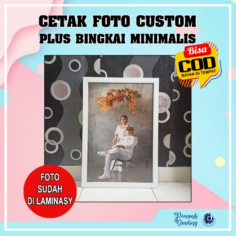 Cetak Foto Wedding 17R / 40x30 cm Bingkai Foto Kaca Minimalis