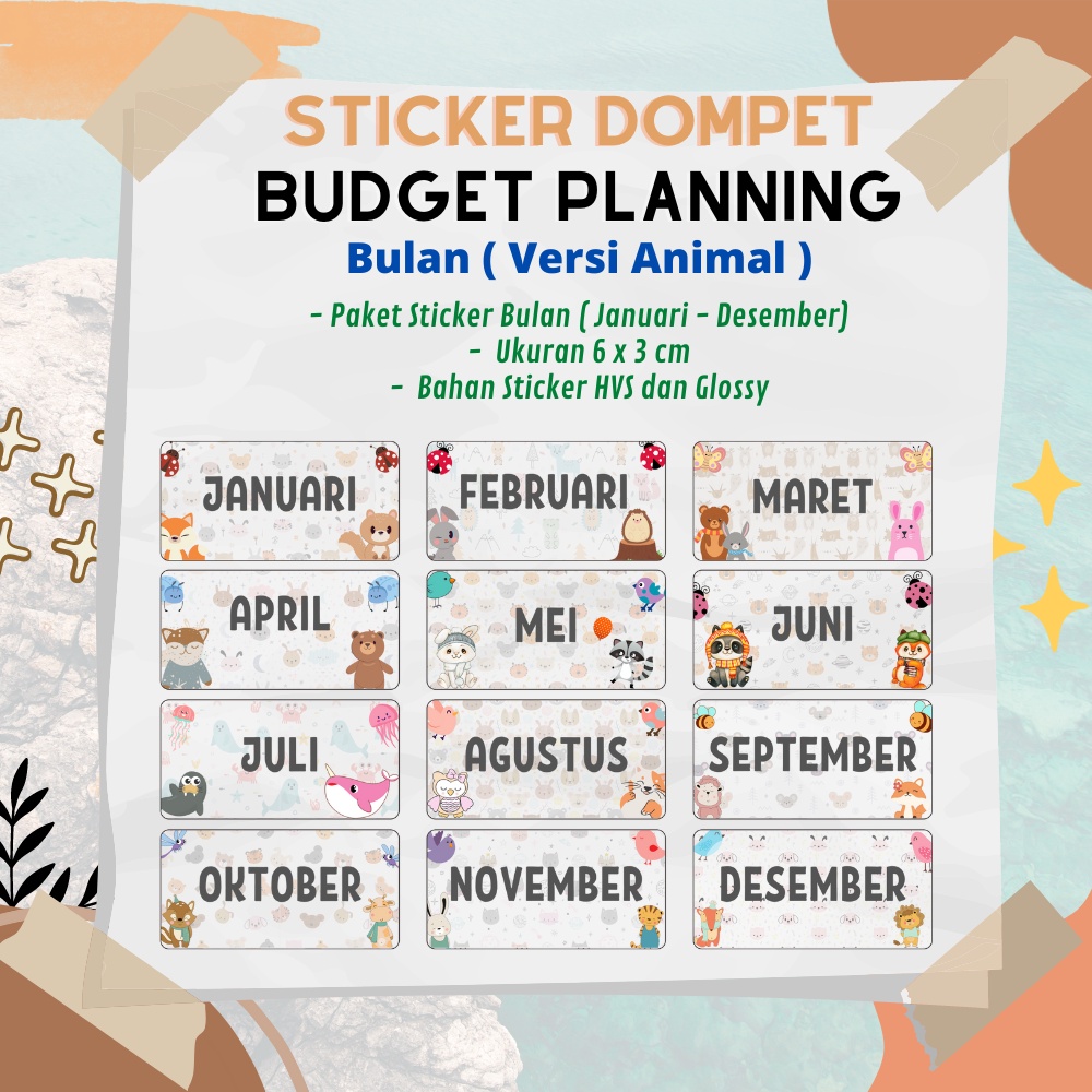 

Stiker Dompet Keuangan/Stiker Budgeting/Stiker Dompet Disiplin (Versi Animal)