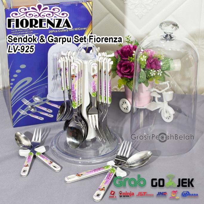 Sendok Garpu Set Cutlery Set Fiorenza Motif Bunga Lavender LV-925
