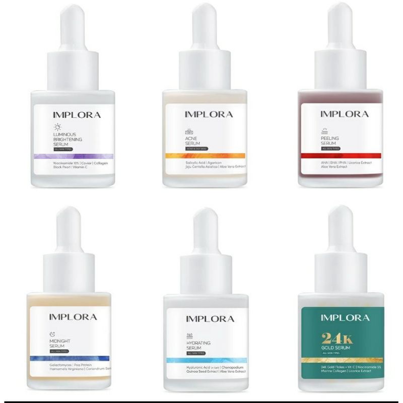 Implora Serum | Acne Serum | Midnight Serum | Peeling Serum | Luminous Serum | hydrating serum | K24 Gold Serum