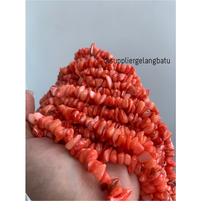 kerikil kerang mix CARNELIAN ORANGE 2cm bahan gelang kalung akik oren