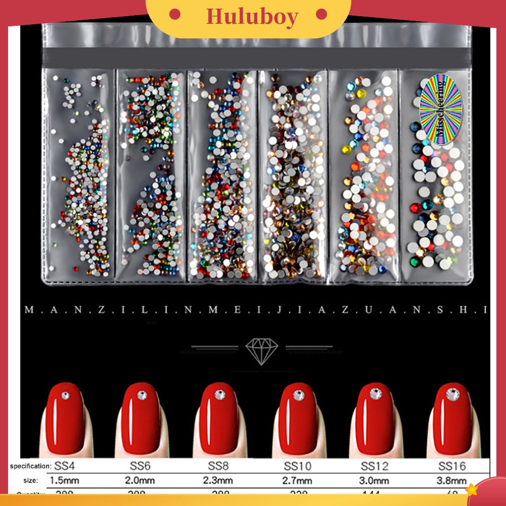 Huluboy Huluboy♡ Payet Glitter Berlian Imitasi 6 Ukuran Untuk Dekorasi Manicure