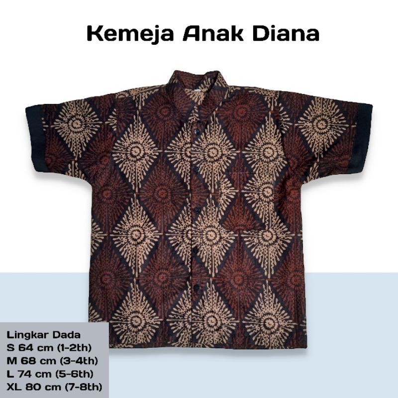 S M L XL XXL 3L 4L 5L Couple Batik Wanita Diana Resleting Depan-Anak Laki Laki