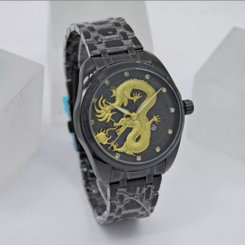 Jam tangan Pria Rolex Naga Tali Rantai Free Box