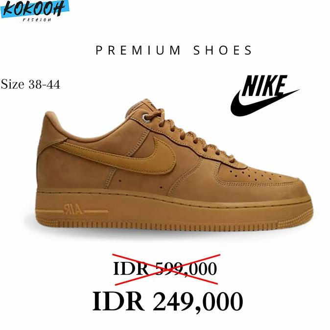 Sepatu Sneaker Pria Wanita Nike Air Force One 1 Utility Coklat Tan