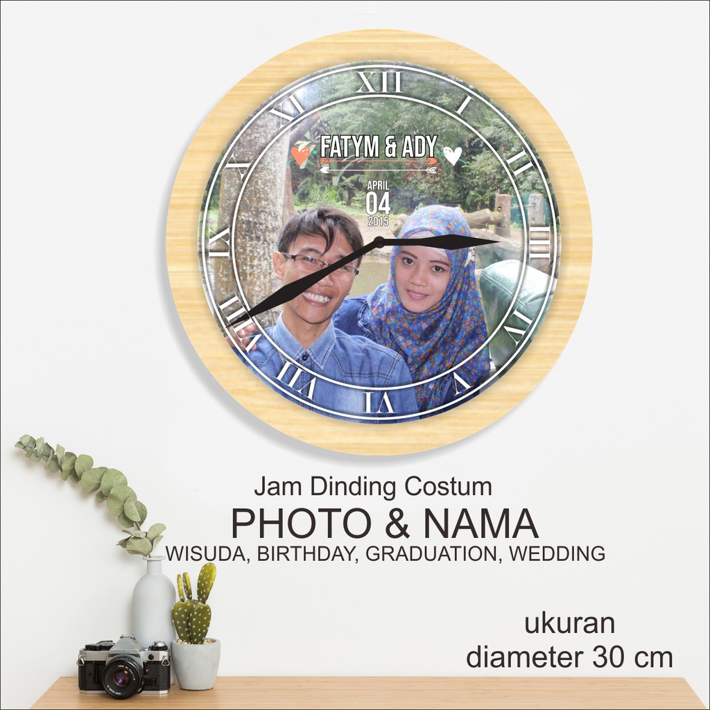 IDE378- Jam dinidng Custom Foto&amp;nama Wisuda Wedding Gradution Birthday 1