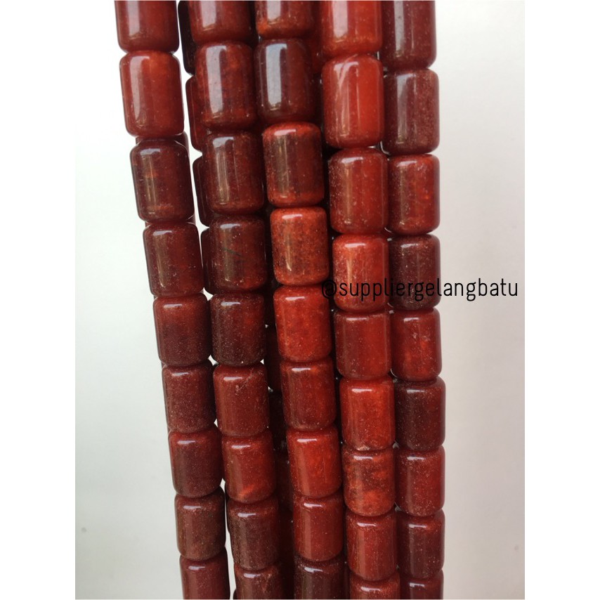 bahan batu akik orange carnelian oren tabung 14mm gelang kalung tube kilap bahan craft fashion pria