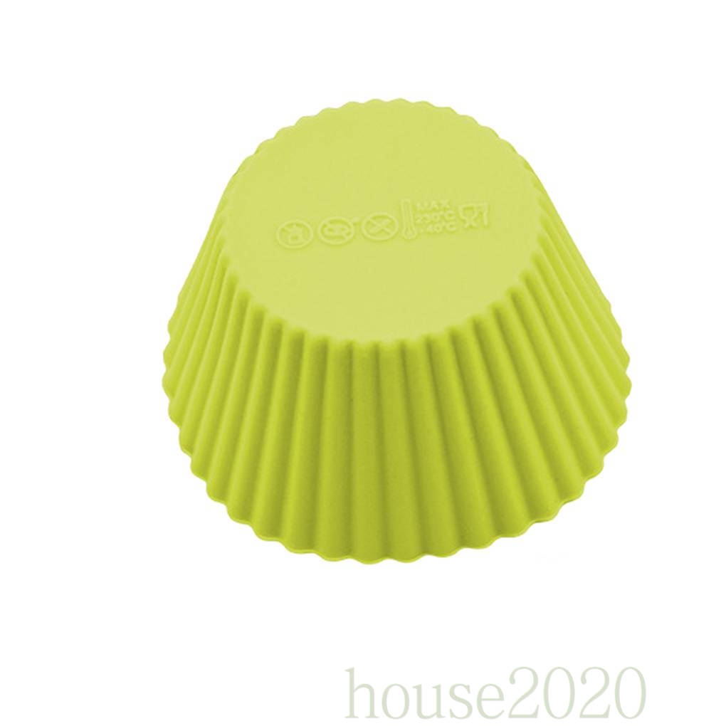 [house2020]12PCS Small Silicone Colorful Round Cupcake Liners Baking Cups Vibrant Muffin Moulds Color Random