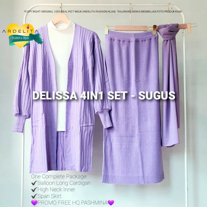 PROMO FREE HIJAB&gt;PAKET  SETELAN  PREMIUM  HEMAT  LENGKAP  DELISA  LONG  CARDIGAN SET/OOTD SET VIRAL TIKTOK