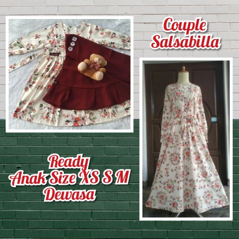 Couple Gamis Katun Jepang Original Sakura BW Anak Balita dan Ibu LD 105