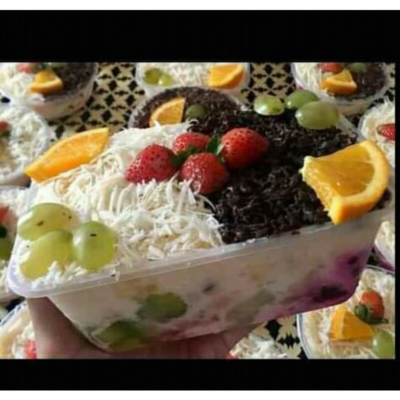 

saladbuahms ukuran 200 ml -1000 ml dengan Toping coklat dan keju