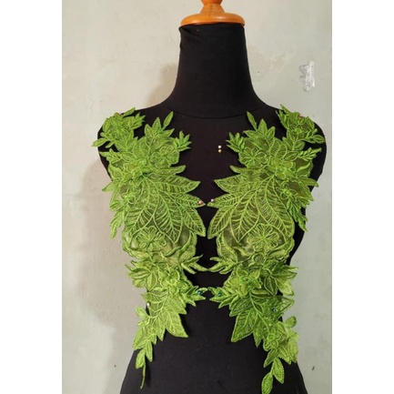 Pondok Gede Store Bordir Tempel Renda Tasik Keysa Hijau Lumut Lace Embroidery