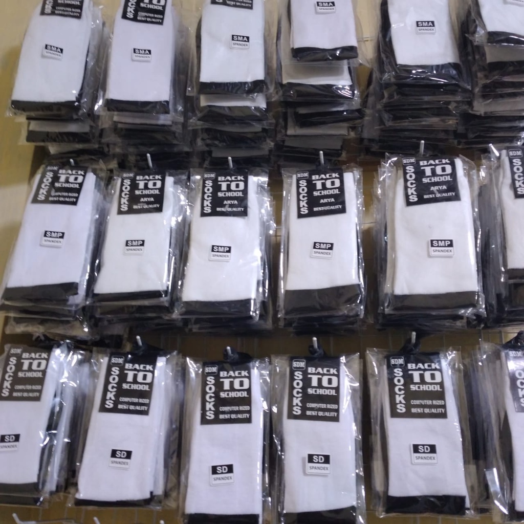 KAOS KAKI ANAK SEKOLAH SD SMP SMA PUTIH BAWAH HITAM