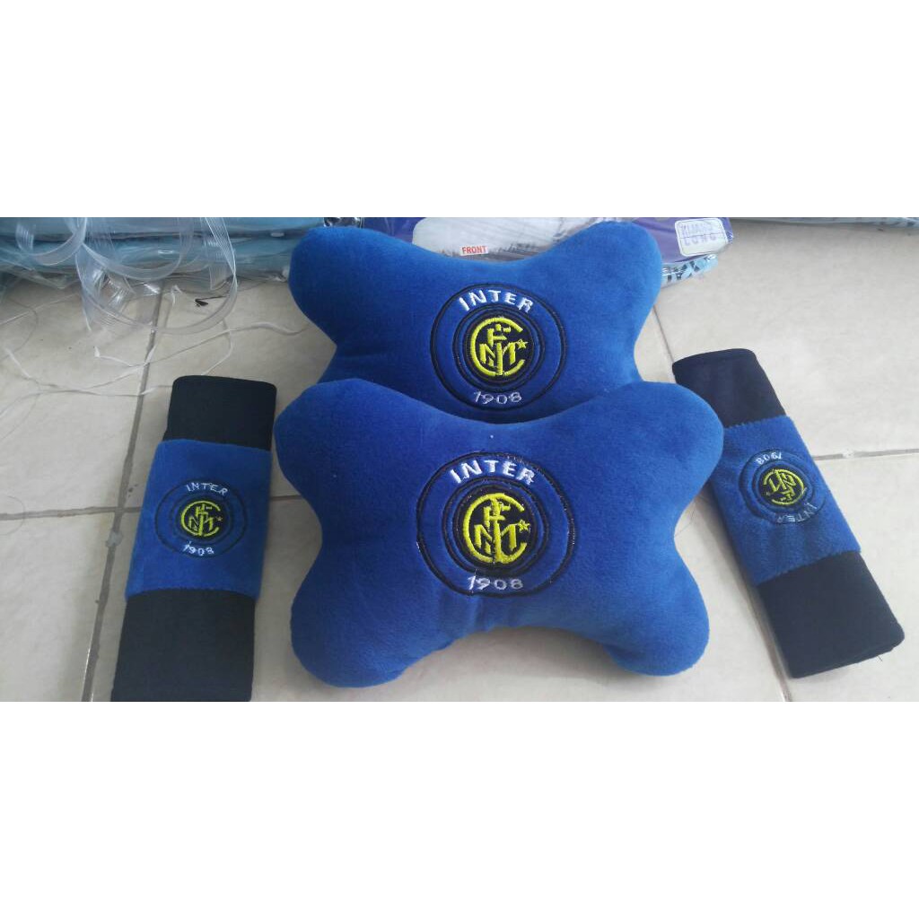 Car Set Aksesoris Interior Bola Bantal Mobil Inter Milan 2 in 1