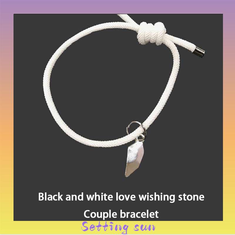 2 Pcs Gelang Couple Magnet Mahnet Hitam Dan Putih Cinta Batu Persahabatan Aksesoris TN