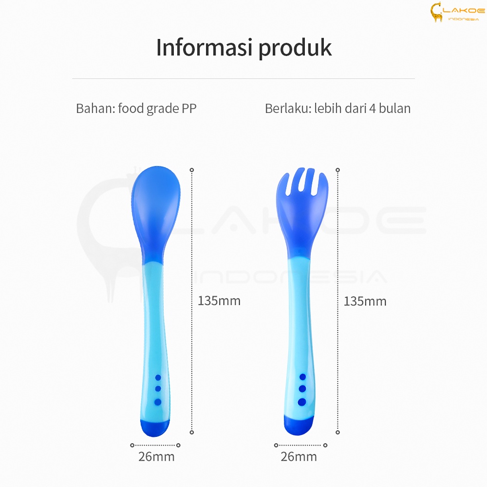 LAKOE 1PCS Sendok makan bayi silikon  / Sendok dan Garpu Pengubah Suhu Bayi