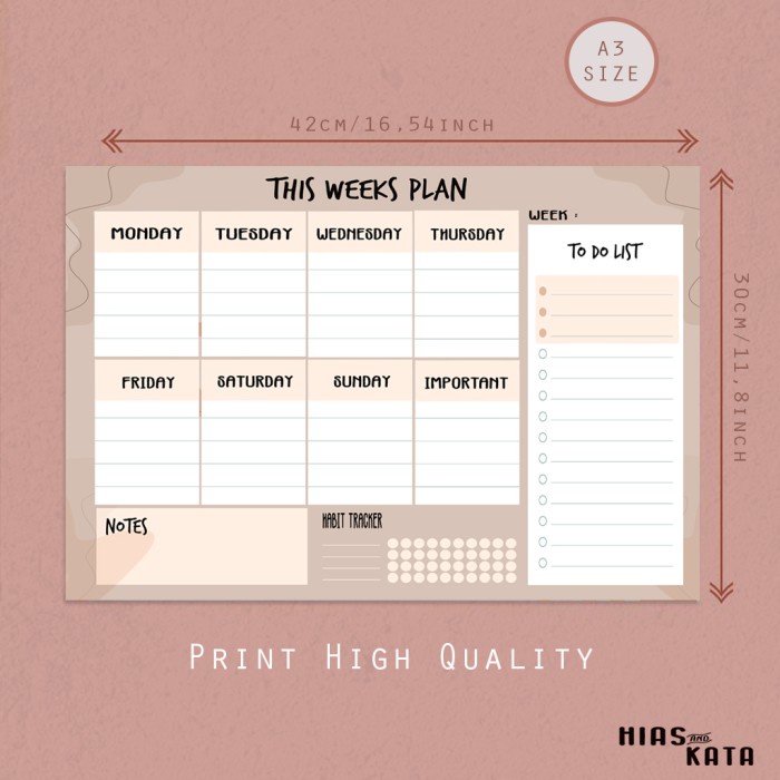 

Mudah Aesthetic Weekly Planner Board This Week Plan (Free1Pcs Spidol) Murah