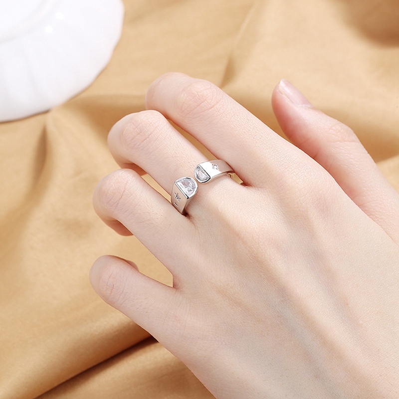 Fancyqube Cincin Wanita Model Terbuka Bentuk Geometris Bahan Cubic Zirconia Warna Emas Dapat Disesuaikan Untuk Pernikahan
