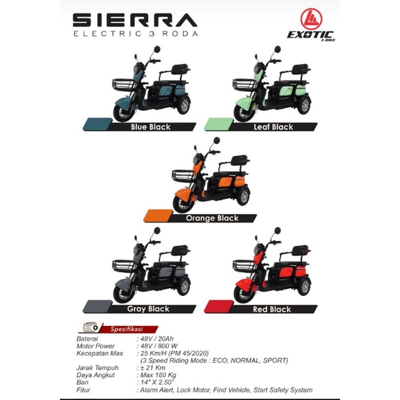 MOTOR LISTRIK RODA 3 SIERRA BY PASIFIC (MMPP)