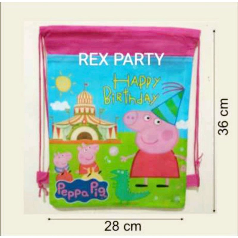 Goodie Bag / Tas Peppa Pig Import/Tas Serut Peppa/Mainan Peppa/Tas Souvenir Peppa Pig/Tas Happy Birt
