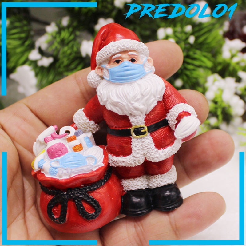[PREDOLO1] Santa Claus Wearing Face Mask Ornament Decor Indoor Table Statue