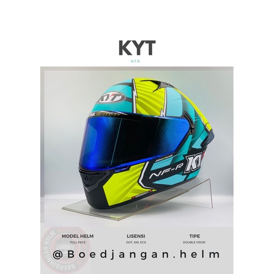HELM KYT NFR XAVIE FORES 2021 ORIGINAL MATT YELLOW GREEN - KYT FULL DOUBLE VISOR - DD RING
