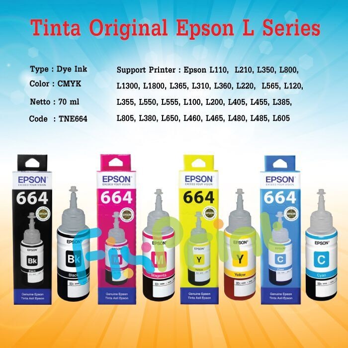 Tinta Epson Original Ink 664 T664 Tinta Epson Ori L100 L110 L120 L120 FPS1999