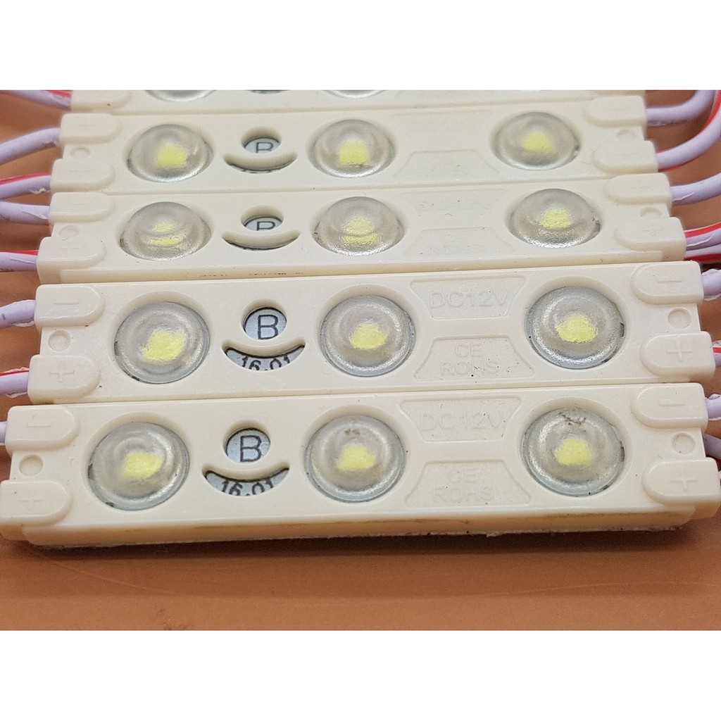 Cahaya PUTIH Led Modul SMD 3 Mata + Lensa Cembung Mini