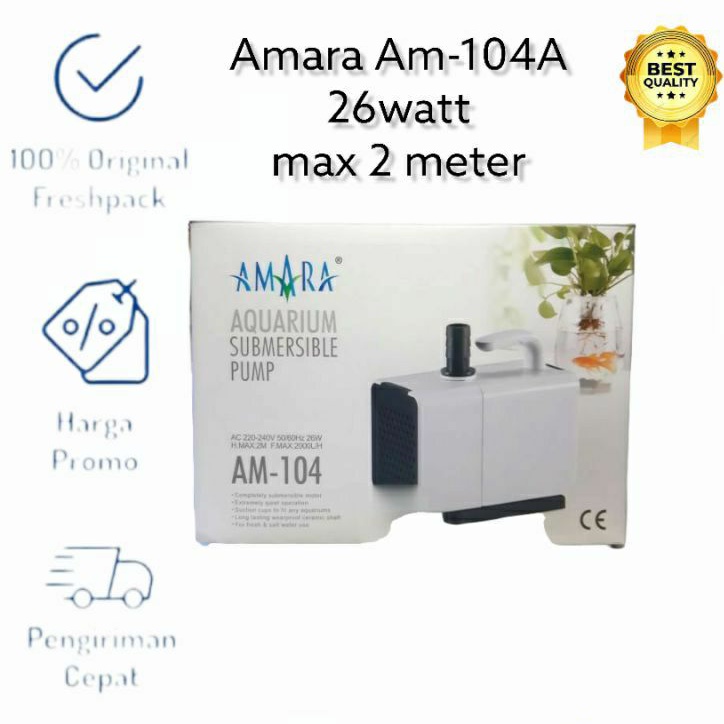 AMARA AM 104 AM104 POMPA AIR CELUP AQUARIUM WATER PUMP KOLAM IKAN HIDROPONIK LOW WATT