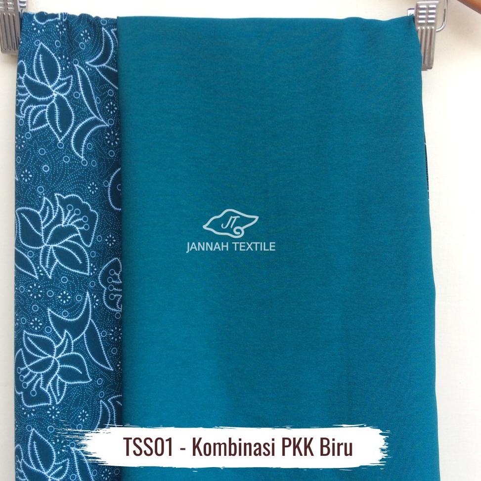 READY Kain Polos Kombinasi PKK Biru & Hijau Bahan Tessa Harga Per 0,5 Meter 2498 ↮