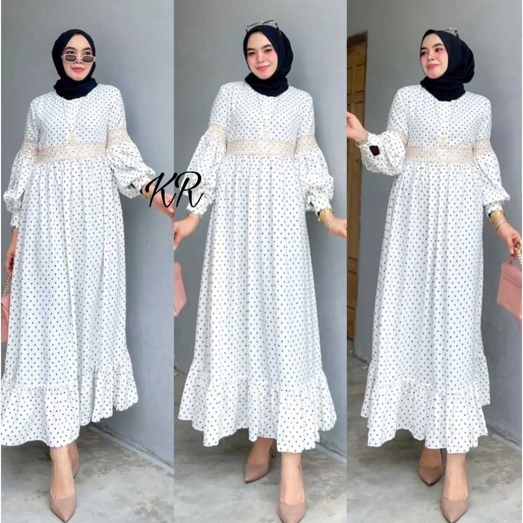 [Shenmyprint] Maxy Aldisa Polka - Gamis Wanita - Pakaian Muslim Wanita - Baju Muslim - Gamis