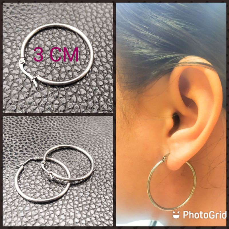 anting silver titanium  model bulat wanita kulitas terpopuler