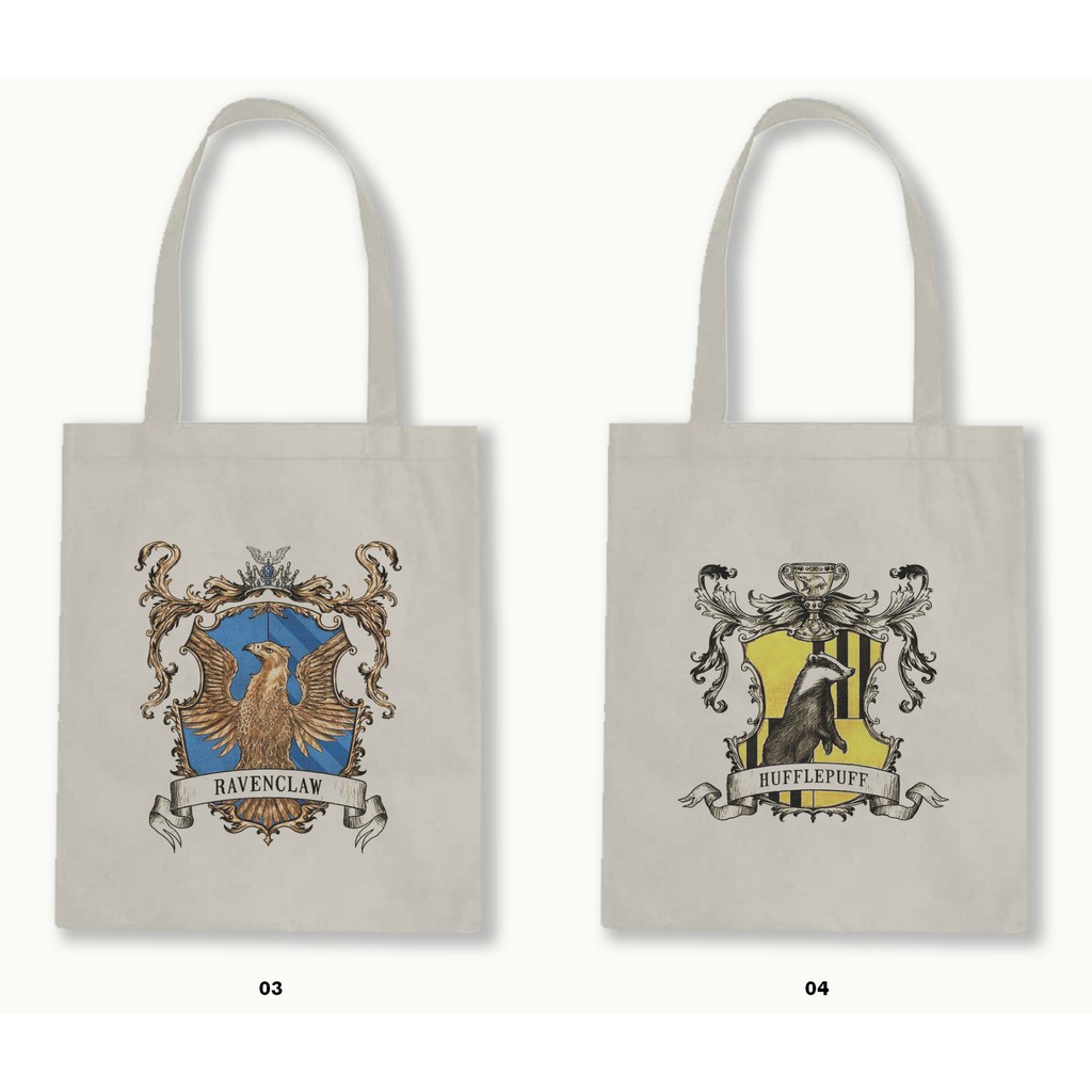 Tas Tote Bag Resleting Kanvas/Blacu  - Harpot Crest