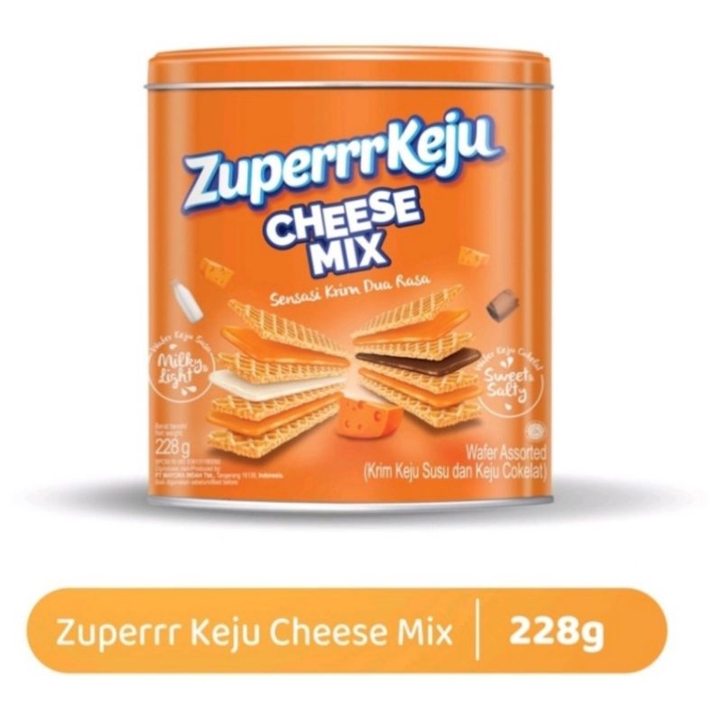 

Zuperrr Keju Cheese Mix Kaleng 228 Gram