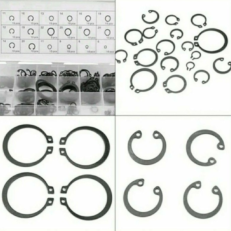 C Ring Snap Ring C Clip Circlip Carbon Steel 225 pcs Ukuran 6mm~32mm