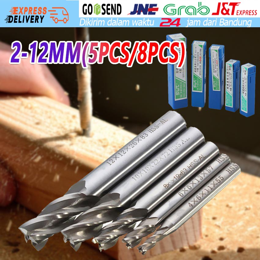 2-12MM Bor Fris Mata Bor Endmill 4 Flute HSS End Mill CNC Router Bits Milling Cutter Bor Frais