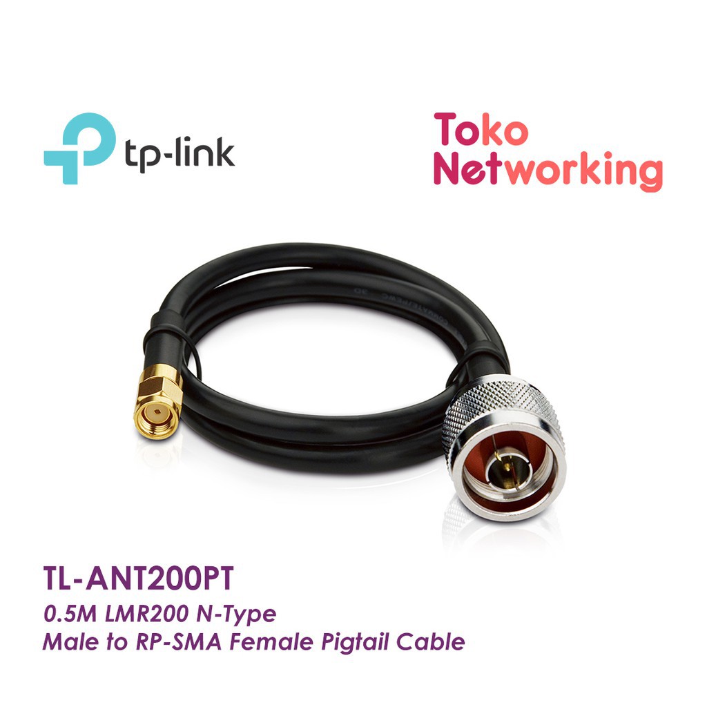 TP-LINK TL-ANT200PT: 0.5M LMR200 N-Type Male to RP-SMA Female Pigtail Cable
