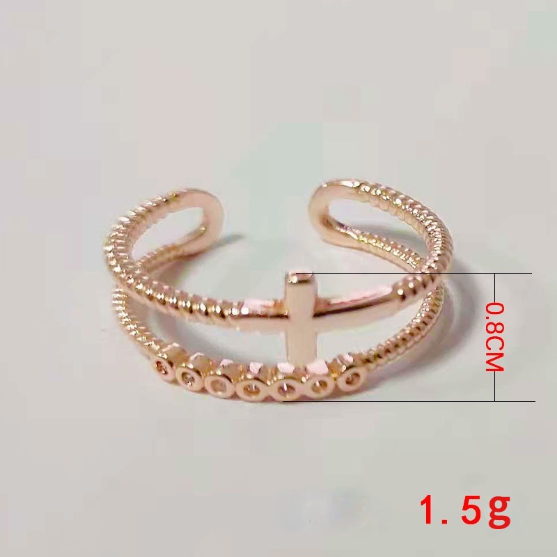 Cincin Berlian Bahan Stainless Steel Warna Rose Gold Untuk Wanita