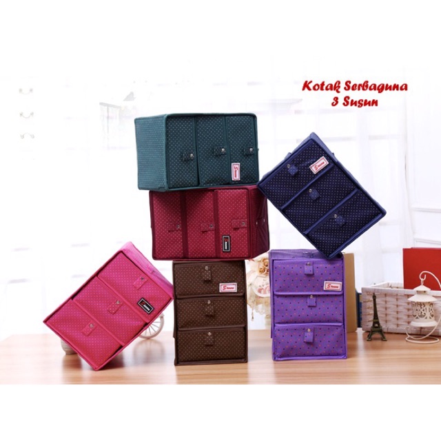 Kotak serbaguna 3 susun model laci