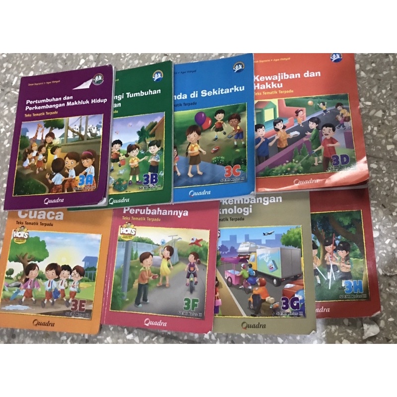Buku tematik kelas 3 SD quadra tema 3a 3b 3c 3d 3e 3f 3g 3h preloved like new