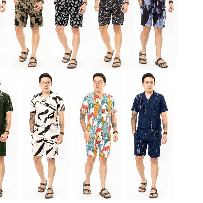 ❃ Setelan Piyama Pria | Freypv 8074 Reguler Fit Set Motif M-XL Kemeja Tie Dye Set B ♠