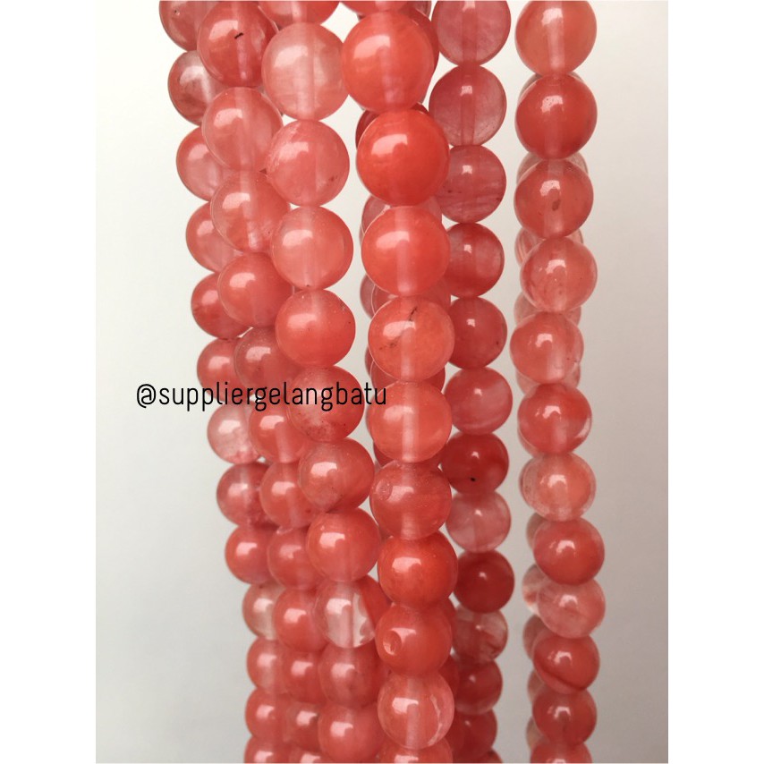 CHERRY QUARTZ 12mm dark pink beads manik batu alam renceng akik besar crafting aksesoris pria wanita