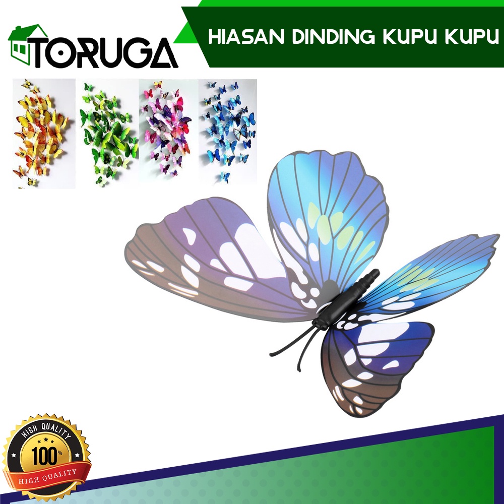 Hiasan Dinding Stiker Tembok Butterfly Kupu 3D Wall Sticker ISI 12 Pcs