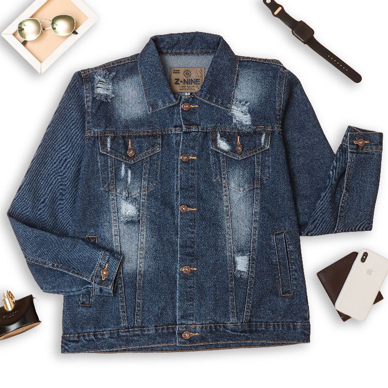 JAKET JEANS PRIA TERPOPULER. ORIGINAL ( Z-NINE ) WARNA-BIOWASH SOBEK