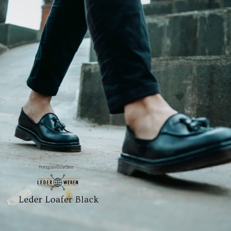 Sepatu Loafer Formal Pria Kulit Premium - Leder Loafer Black - Lederweren-3